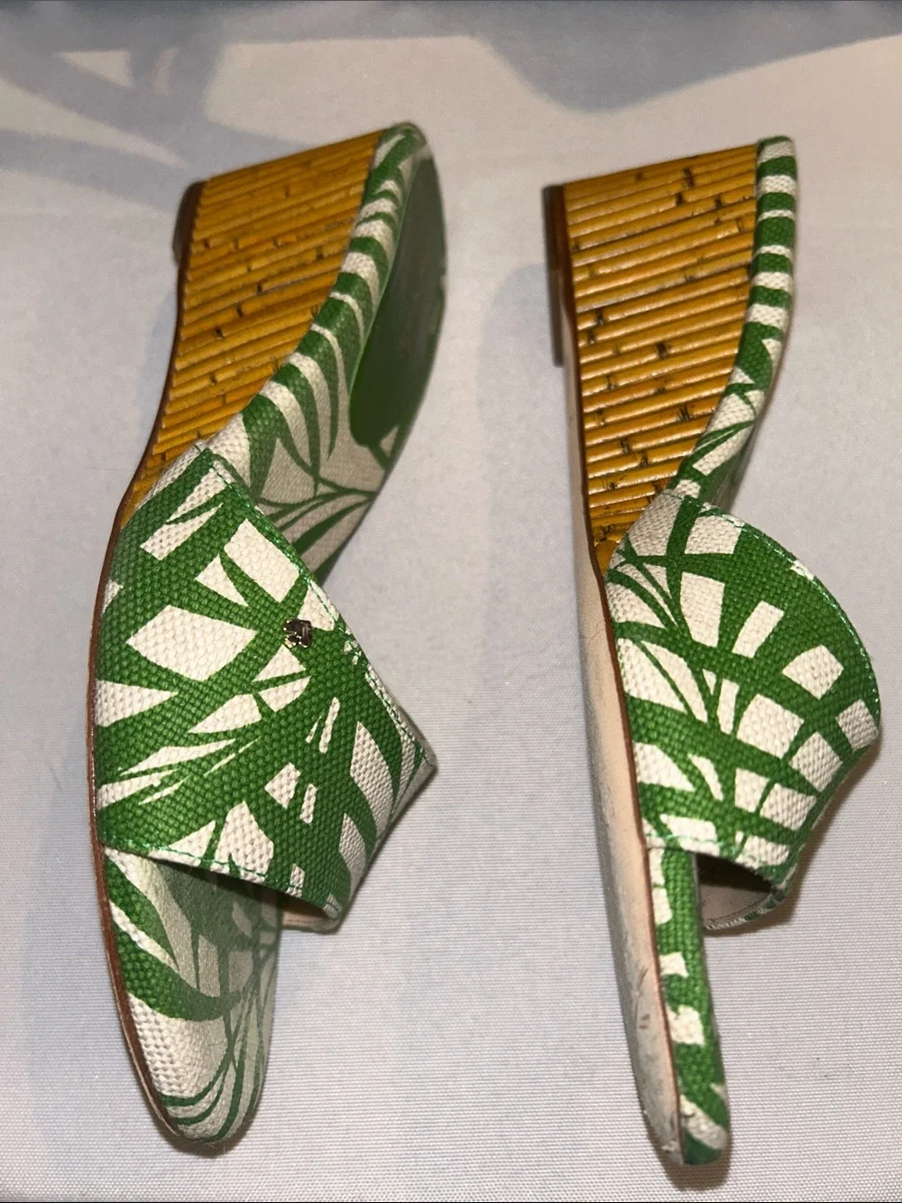 Kate Spade Palm Fronds SET Large Tote, Wedge Slides sz 7, & Apple Watch Band EUC